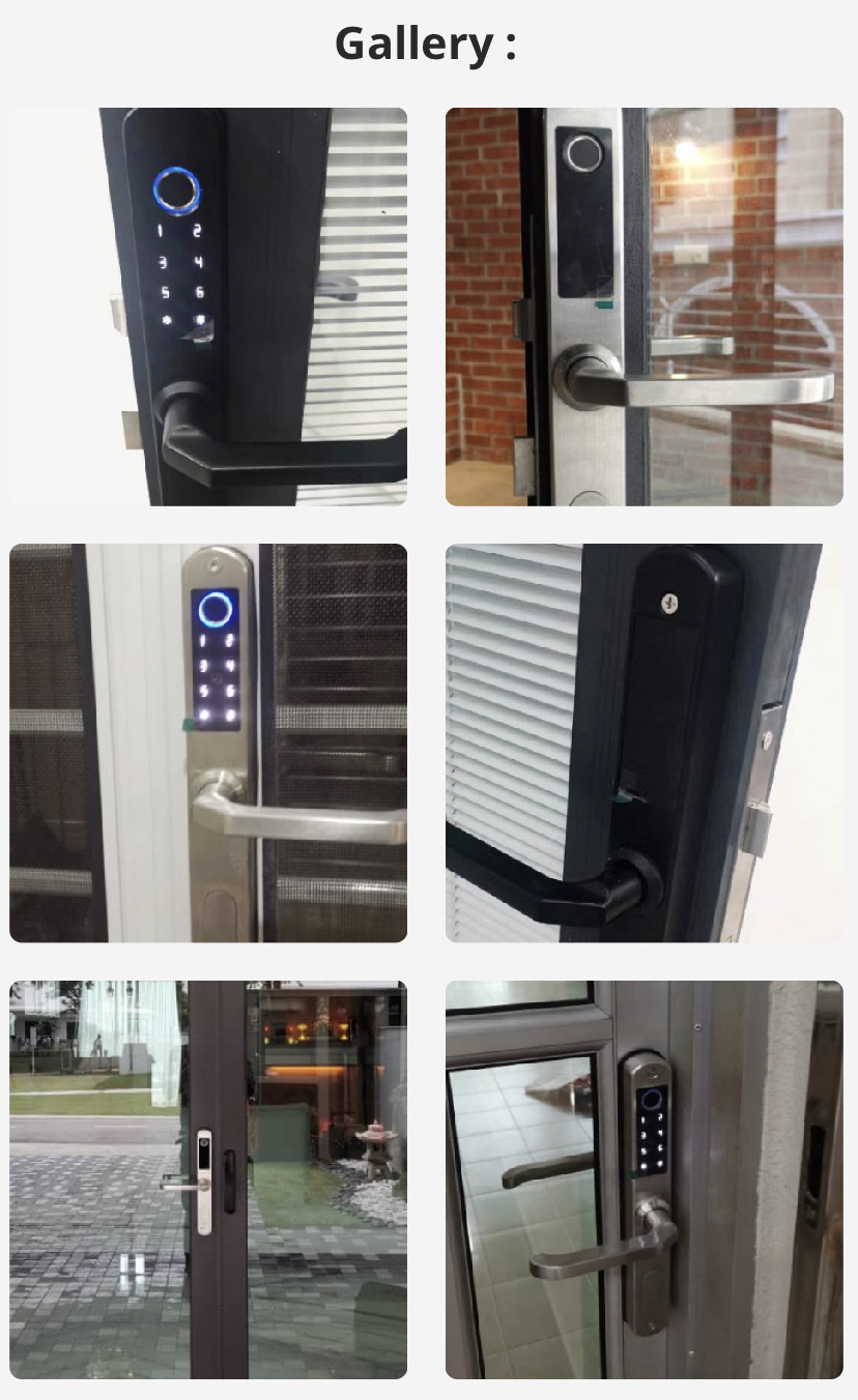 aluminium glass door smart lock 56